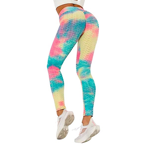 Zrucci size large pastel tie dye honeycomb tiktok booty lift leggings NWT - Picture 3 of 16